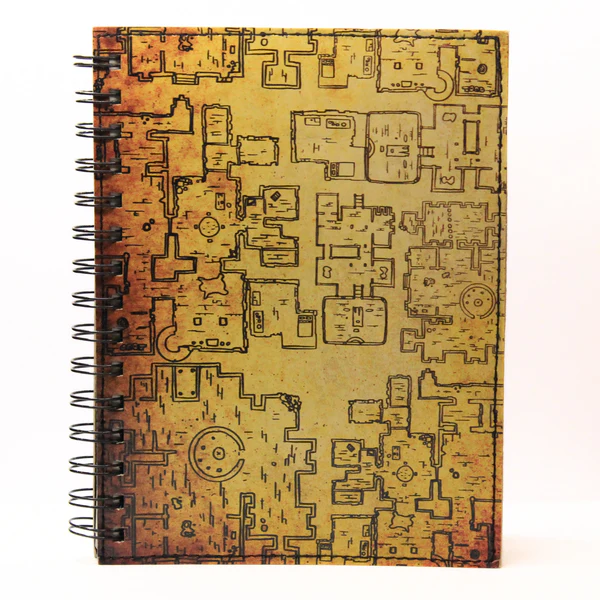 Dungeon Map Leather Spiral Notebook