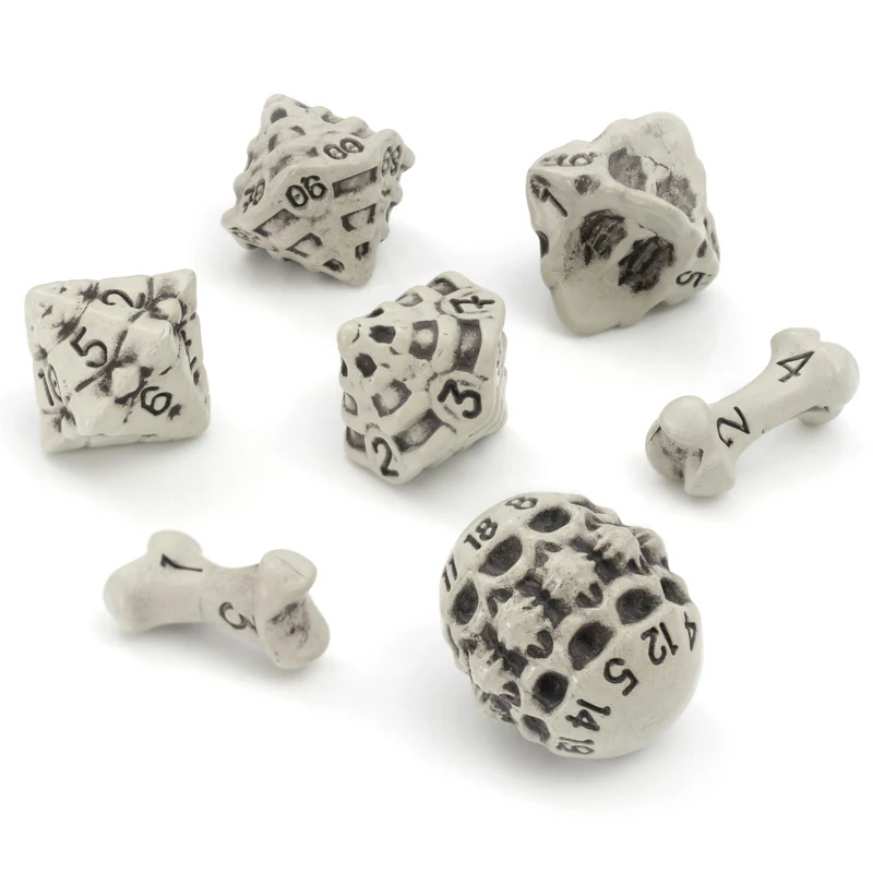 Skull & Bones Dice Set - Cleaned Bones White